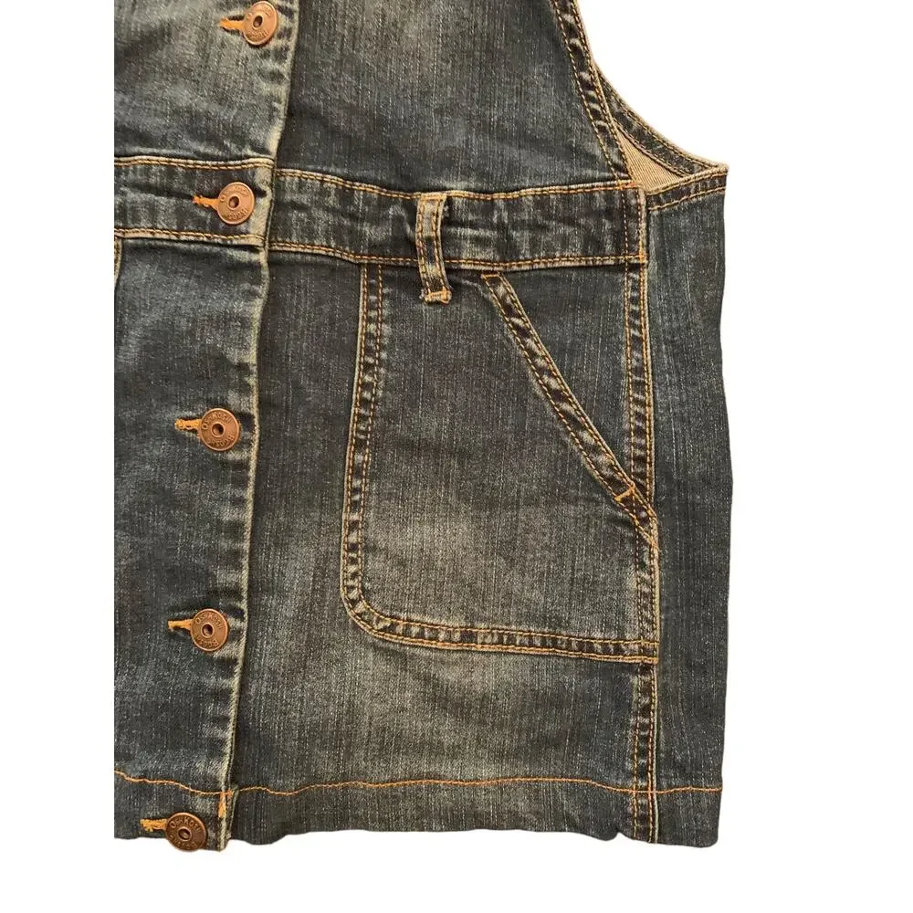 OshKosh Skirted Denim Overalls with Front Buttons And Pockets. Size 10.